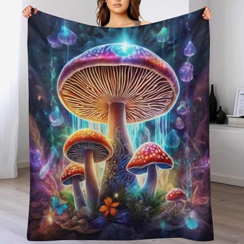 AAPZY Decke Pilz Decke Tagesdecke - Weiche Flannel Decke Mit Muster Sofadecke - Baumwolldecke Wohndecke Sofaüberwurf Bettüberwurf （100×130cm）
