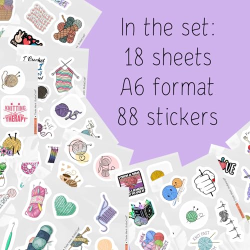 Image of Crochet Stickers and Knitting Stickers for Water Bottle and Laptop - Waterproof Vinyl Yarn Decals Laptop Decals, Gifts for Women & Men