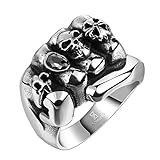 WYS Stainless Steel Gothic Skull Head Rings Rock-Loving Punk Vintage Fist Ring,Size 8-13 (12)