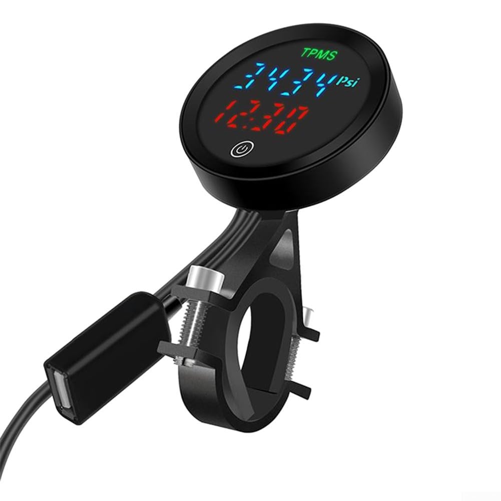 per monitor pressione pneumatici TPMS moto ABS alluminio in tempo reale | Ricarica Solare Display LCD Impermeabile ABS + Alluminio per Moto
