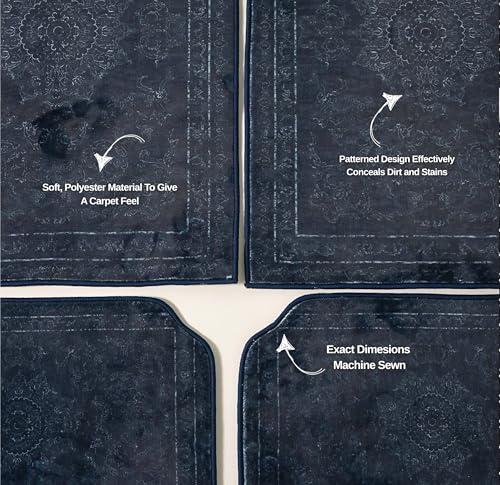 Image of CHIRON Premium Oriental Rug Look Car Floor Mat for Zest Custom Fitted, Luxury Car Foot Mats Compatible with TATA Zest, Set of 5 Pcs, 100% Waterproof and Washable, Classic Blue