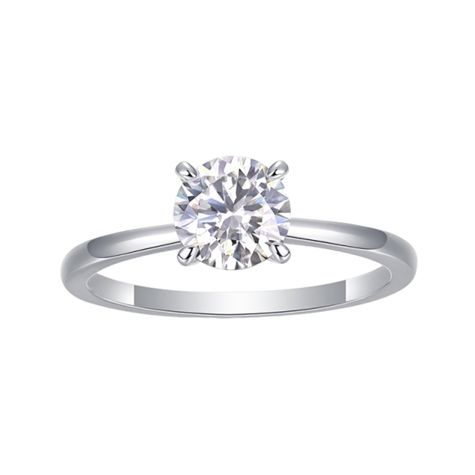 Anillo de boda de oro blanco para mujer, alianzas de oro auténtico con moissanite de 1 ct, anillo de boda solitario para mujeres