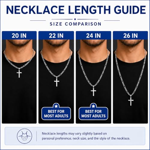 Image of CaptainSteeL Stainless Steel Cross Necklace for Men, Figaro Chain Pendant