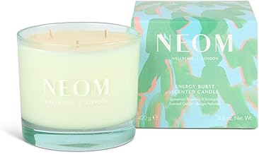 NEOM - Energy Burst Candle 420g I Hand Finished I 3 Wick | 100% Naturally derived Wax infuses Your Space with 100% Natural Refreshing fragrances I Spearmint, Rosemary & Eucalyptus