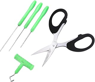 Juego de Agujas de Cebo de Pesca Tirador de Nudos con Mango en T Herramienta de Aparejos de Tijera Herramienta de Aparejo de Aguja de Cebo de Pesca Kit de señuelo para señuelos Perforador de Cebo