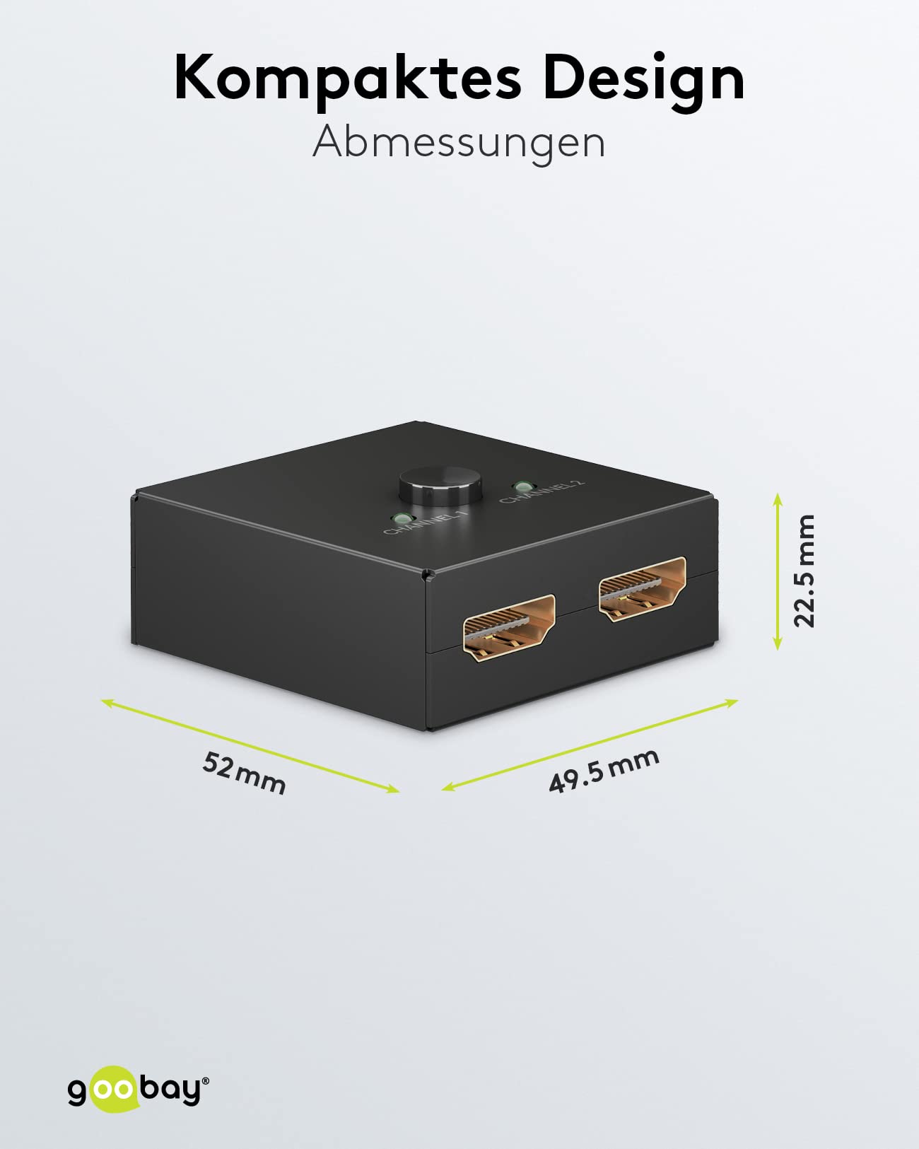 goobay 58485 HDMI Switch 2 w 1 Out/4K przy 30 Hz (2160p) HDMI rozdzielacz/HDMI 1.4 przełącznik do PS4, PS5, laptopów lub monitorów