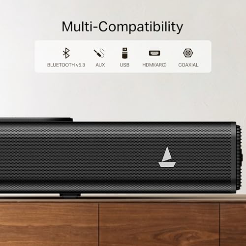 Image of Boat Aavante 2.2 1400, 140W Signature Sound Built-in Subwoofer, 2.2CH, Multiple Ports, EQ Modes, Remote Control, Bluetooth Sound bar, Home Theatre Soundbar Speaker (Premium Black)