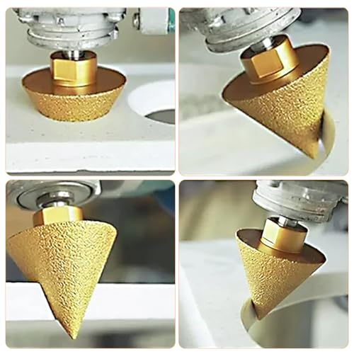 Image of Serplex M10 Diamond Conical Drill Bit 38mm Multipurpose Chamfer Reamer Drill Bit for Deburring, Centering, Aligning, Polished Finish Tile, Marble, Quartz, Stone Professional Drill Bits Set