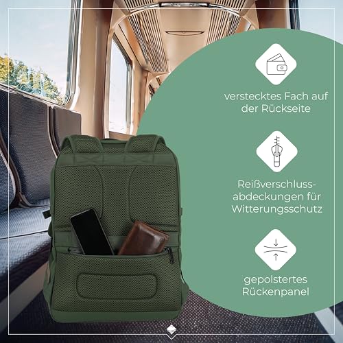 Travelite Rucksack aus wasserabweisendem Material, gepolstertes Laptop Fach 15,6 Zoll, BASICS Tagesrucksack mit Aufsteckfunktion, 48 cm, 28 Liter, 900 Gramm