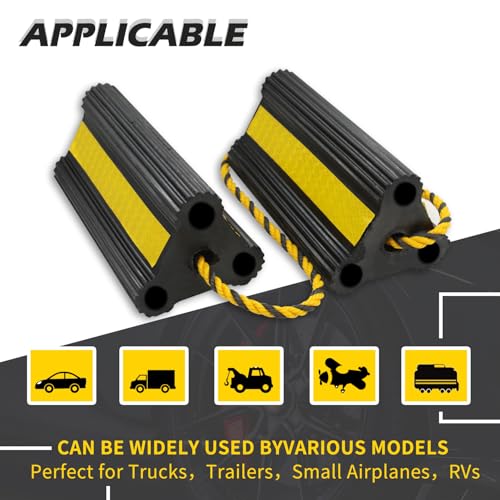 Image of Vacallity Wheel Chocks for Travel Trailers [4 Pair 8 Pack], Sturdiness Heavy Duty Solid Rubber Camper Trailer RV Wheel Chock Blocks, for Aircraft&Truck&Car tire Stopper, Wheel Immobilizers & Chocks