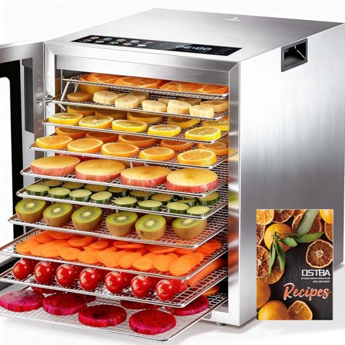 Image of Food Dehydrator for Jerky, 10 Stainless Steel Trays, 10 Presets with 48H Timer & Temp Control, 850W Food Dryer for Fruit, Meat, Herbs, Dog Treats, with Mesh Screens, Fruit Roll Sheet & Recipe Book