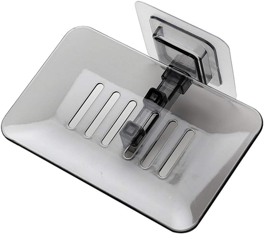 Hefu Bathroom Shower Wall-Mounted Soap Tray Dish Storage Plate Tray Holder Case Soap Holder (Black)