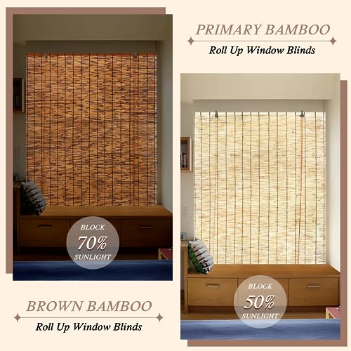 2 cortinas enrollables de junco 47" W x 71" H miniatura 3