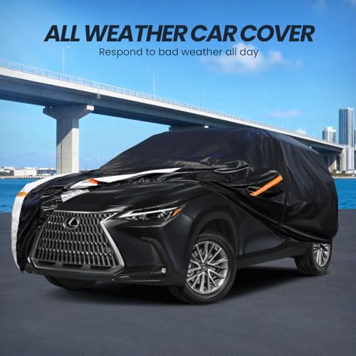 Image of Multi-Layer Car Cover Custom Fit for Lexus NX /NX250 /NX300 /NX350(2014-2026), 100% Waterproof All Weather for Automobiles, Gift with Towel, Heavy Duty Car Covers for Rain Sun UV Protection with Zipper.