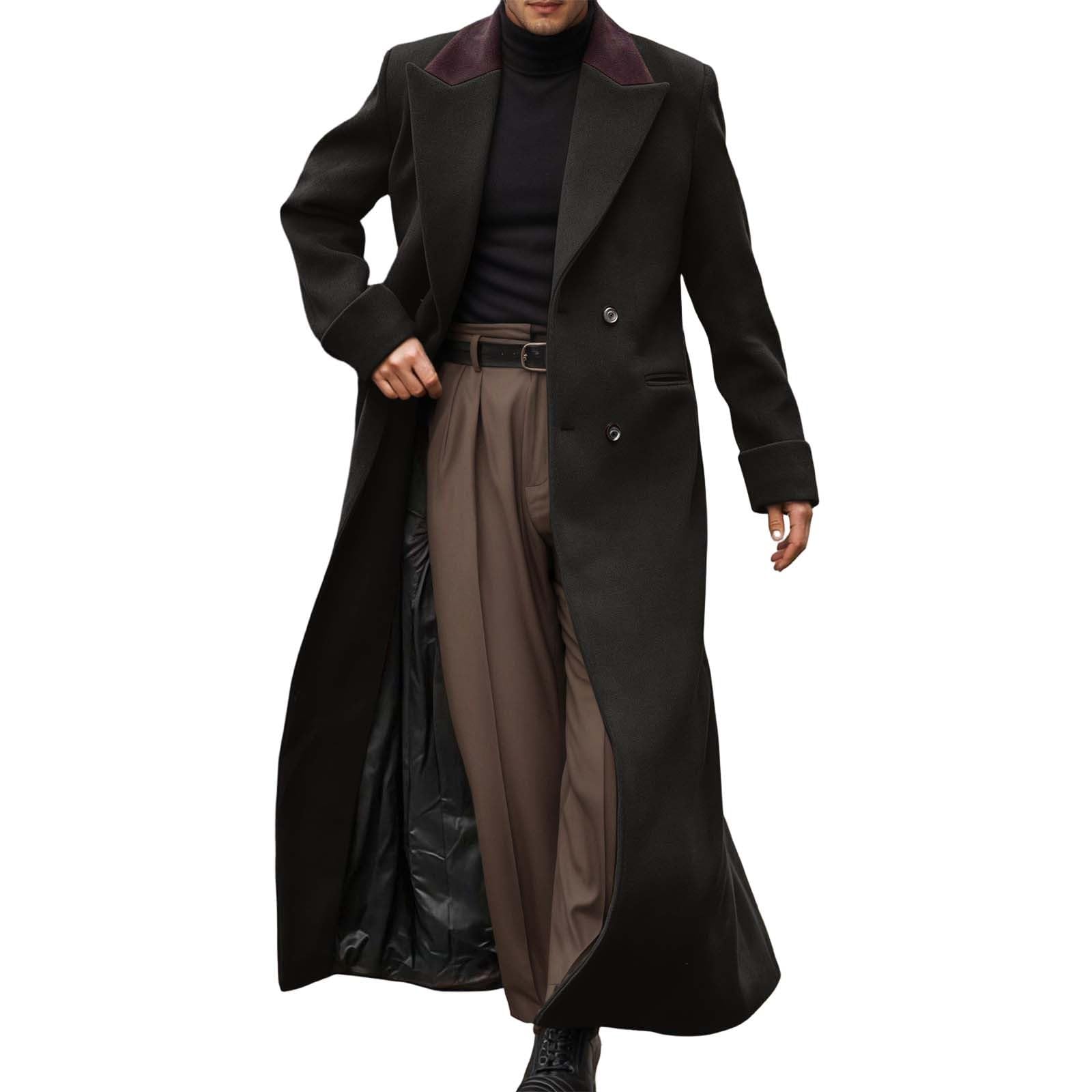 Generisch Cappotto da uomo lungo inverno cappotto di lana elegante cappotto invernale in lana tinta unita per il tempo libero autunno cappotto business cappotto uomo cappotto cappotto cappotto uomo