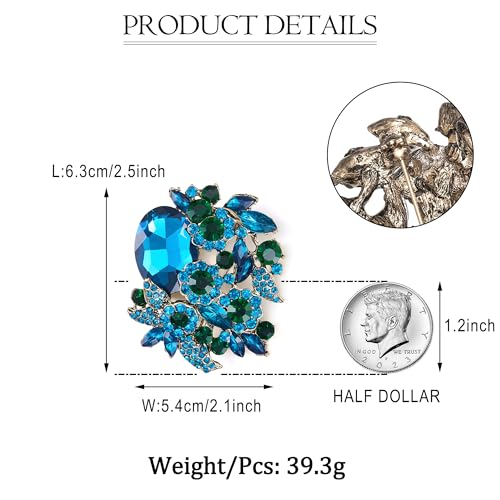 Image of EVER FAITH Rhinestone Crystal Party Flower Leaf Vine Brooch
