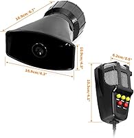 Vista 2 de Altavoz de sirena de coche 100 W 12 V 5 tonos sonido micrófono sistema PA amplificador de sonido de emergencia.