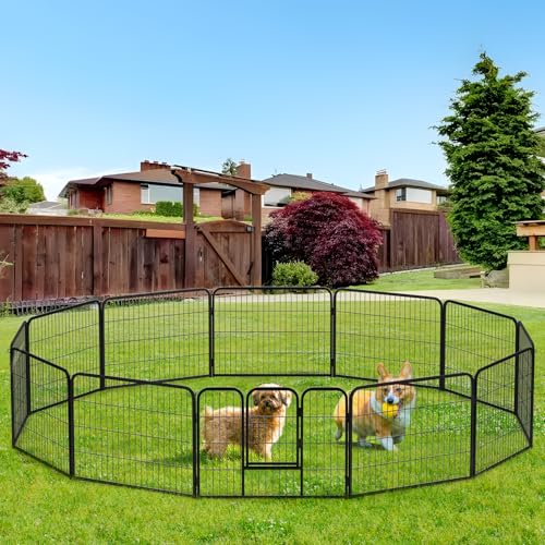 Image of BestPet | Dog Playpen | 24 Inch, 12 Panels | Heavy Duty Metal Pet Exercise Pen | Indoor Outdoor Fence Panels | Rust-Resistant, Removable, Tool-Free Setup | Anti-Skid, Expandable Design