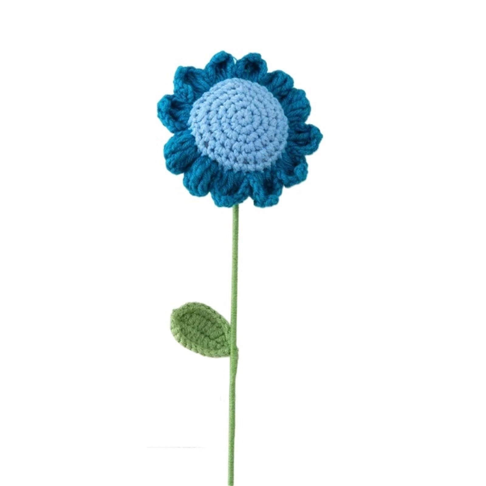EXKURPOO crochet plant 2pc Knit Sunflower Bouquet Crochet Flowers Graduation Flower Wedding Party Decor Friends Flores A for home