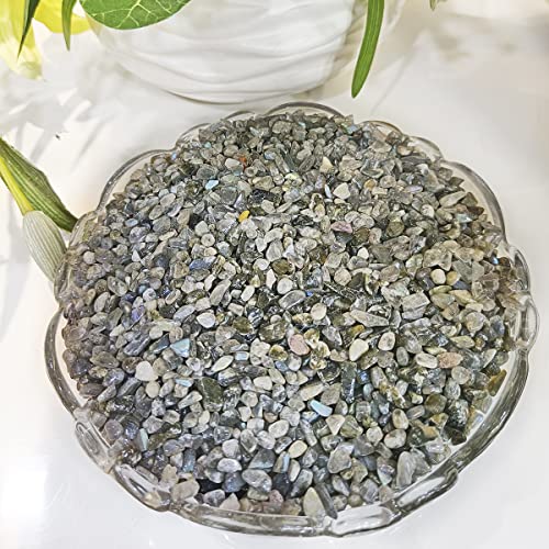 Image of Natural Labradorite Chips Stone for Vastu 1 kg Grey Tumbled Gemstones Reiki Healing Crystal