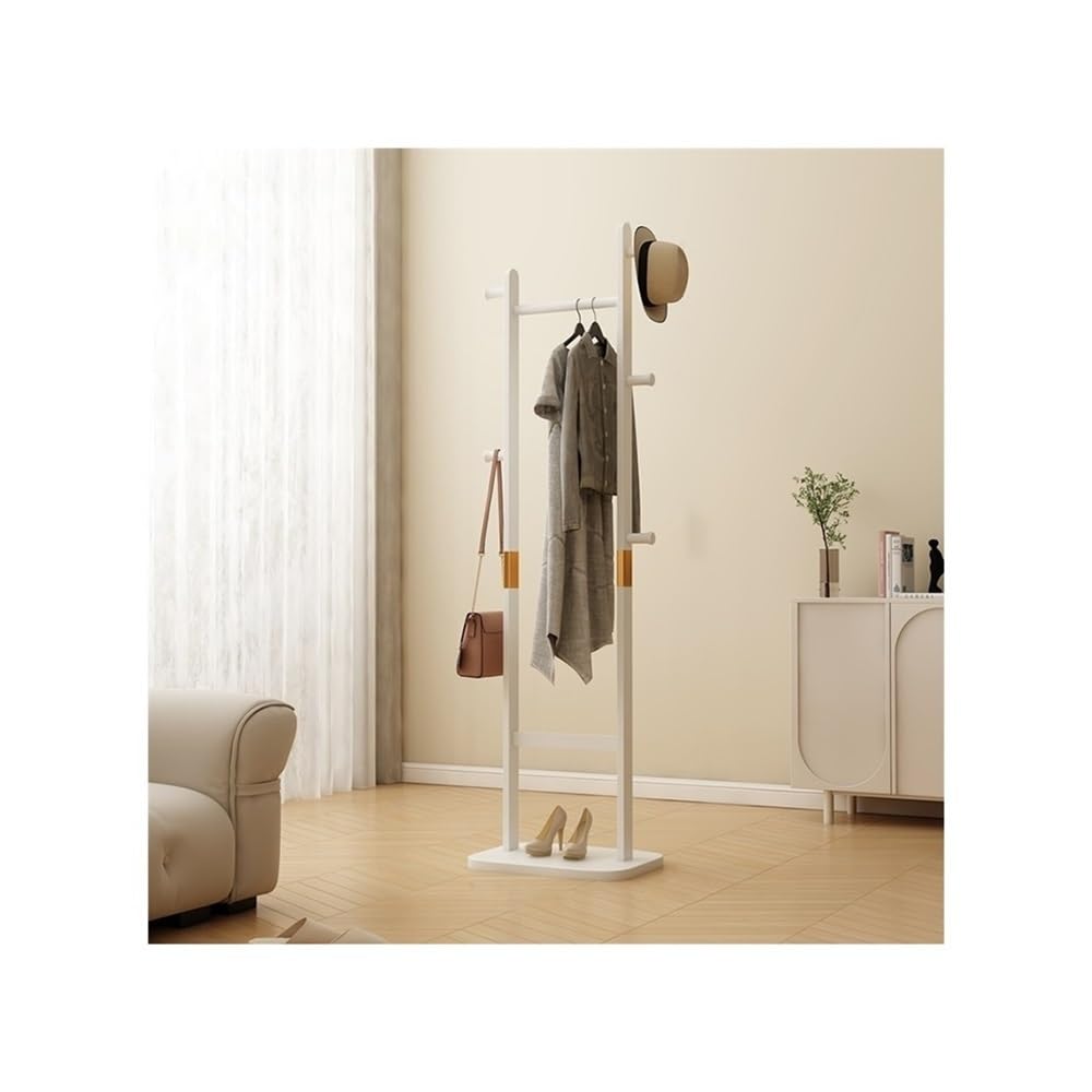 AILIUXIAOYAN Coat Rack Indoor Corner Coat Rack Floor Bedroom Solid Wood Wardrobe Corner Hanger Living Room Clothes Rack(White)