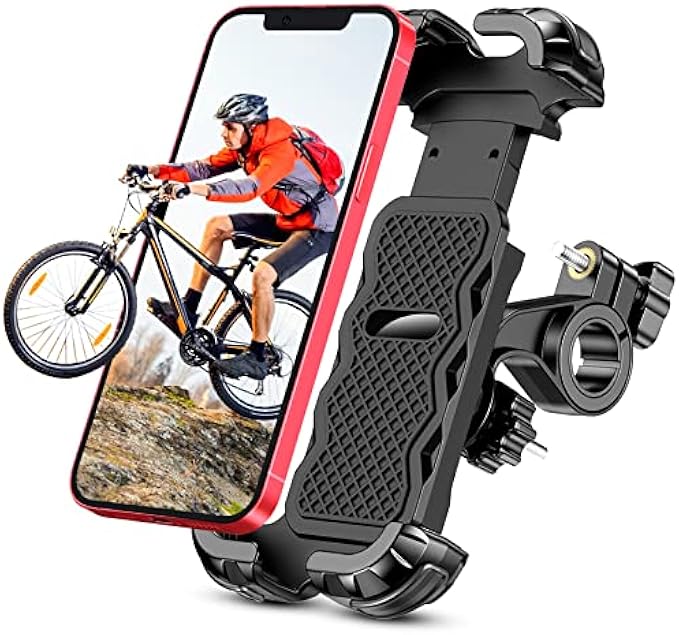 iBytoc Motorcycle Phone Mount, Upgrade [Full Protection] [Security Lock] Bike Phone Mount 360° Rotatable, Phone Holder for Bicycle, Scooter, Handlebar, Widely Compatible with Cellphones (4.7-6.8”)