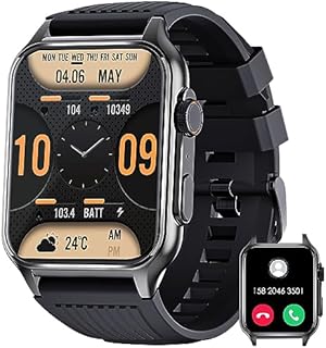 EIGIIS Smartwatch für Damen Herren mit Telefonfunktion 1,96" HD Fitness Tracker mit Herzfrequenz SpO2 Schlaf Monitor 100+ Sport Modus IP67 Wasserdicht Schrittzähler Smartwatch für iOS Android
