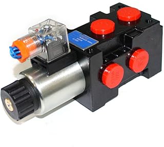 Futchoy 12V DC 3625PSI Durable Hydraulic Solenoid Selector Diverter Valve 13GPM 6 Port Hydraulic Solenoid Diverter/Selector Valve3-plug 6-Port Black+Red