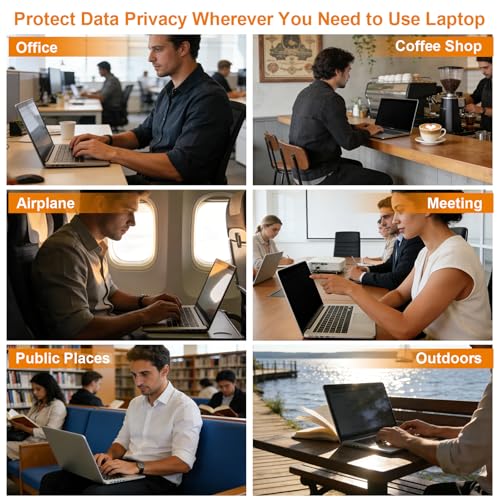 Image of Laptop Privacy Screen 15.6 Inch 16:9, Anti Glare Film Blue Light Filter, Computer Privacy Screen Shield Compatible with 15.6'' Hp Acer Asus Lenovo Dell Samsung Portable Monitor Protector