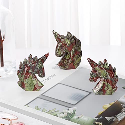 Estatua de Unicornio en Piedra Dragon Blood Stone 2 pulgadas miniatura 6