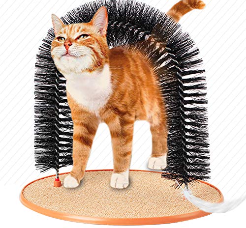 Morezi Soft Pet Cat Arch Self Grooming & Massaging Cat Toy Kitties Cat Arch Hair Trimming Brush Self Massage Brush Cat Scratcher Toy