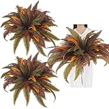 Luinabio 2 Pack 44'' Artificial Boston Fern Fall Porch Decor Hanging Plants Natural Indoor Outdoor Large Fake Ferns for Home, Garden, Thanksgiving, Autumn Decor