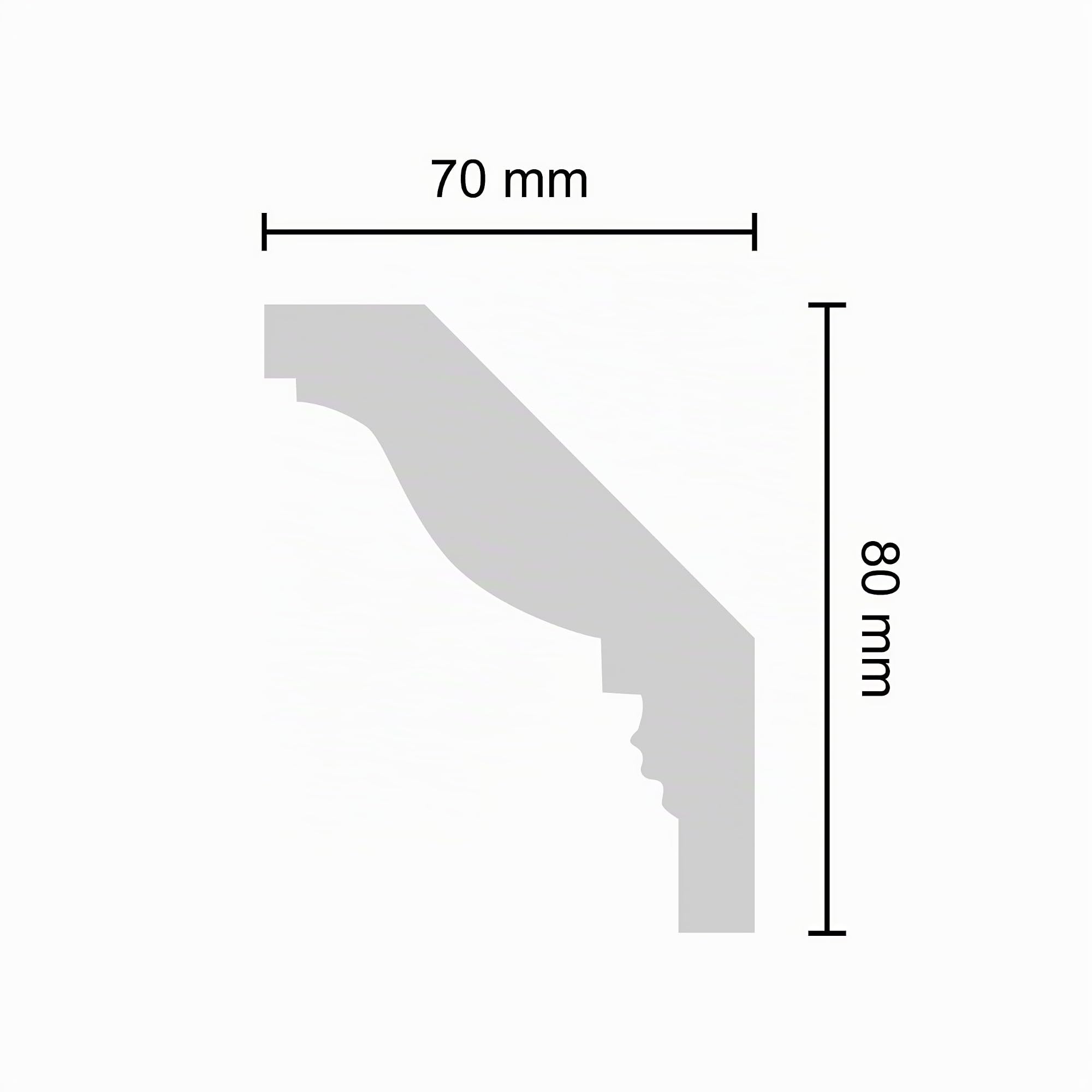 Decosa Stuckleiste G4 Giselle - Deckenleiste in Weiß - 10 Leisten à 2 m Länge = 20 m - Zierleiste aus Styropor 70 x 80 mm - Für Decke oder Wand