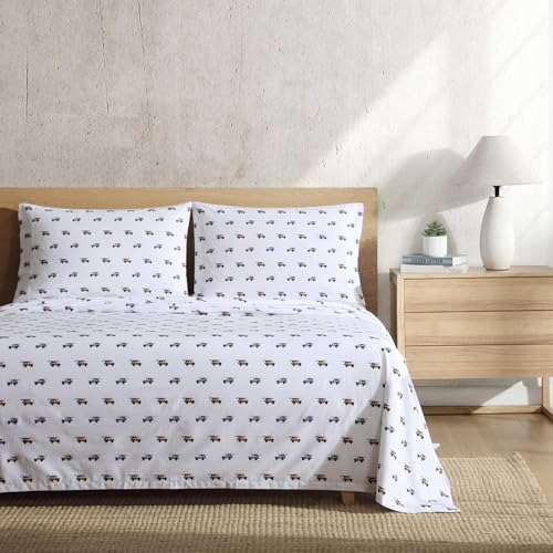 Image of Eddie Bauer - King Sheet Set, Breathable Cotton Percale Bedding Set with Matching Sham(s), Crisp & Cool Bedding Essentials, Oeko-Tex Certified (Out to The Beach Orange, King)