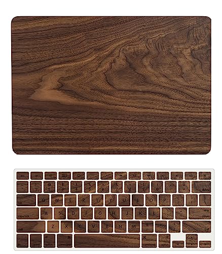 Custodia per Nuovo Macbook Air 13,6 pollici 2022 Pubblicazione Modello A2681 con Liquid display Retina e Touch ID, Copertina Rigida in Plastica Protettiva e Tastiera Cover, Legno marrone
