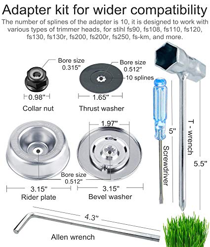 GS Alderaul Trimmer Blade Adapter Kit, Weed Eater Blade Adapter Kit, Complete Gardening Machine Brush Cutter Blade Adapter Attachment Maintenance Washer Kit for String Trimmers, Weed Eater. (7Pcs) - Thumbnail 3