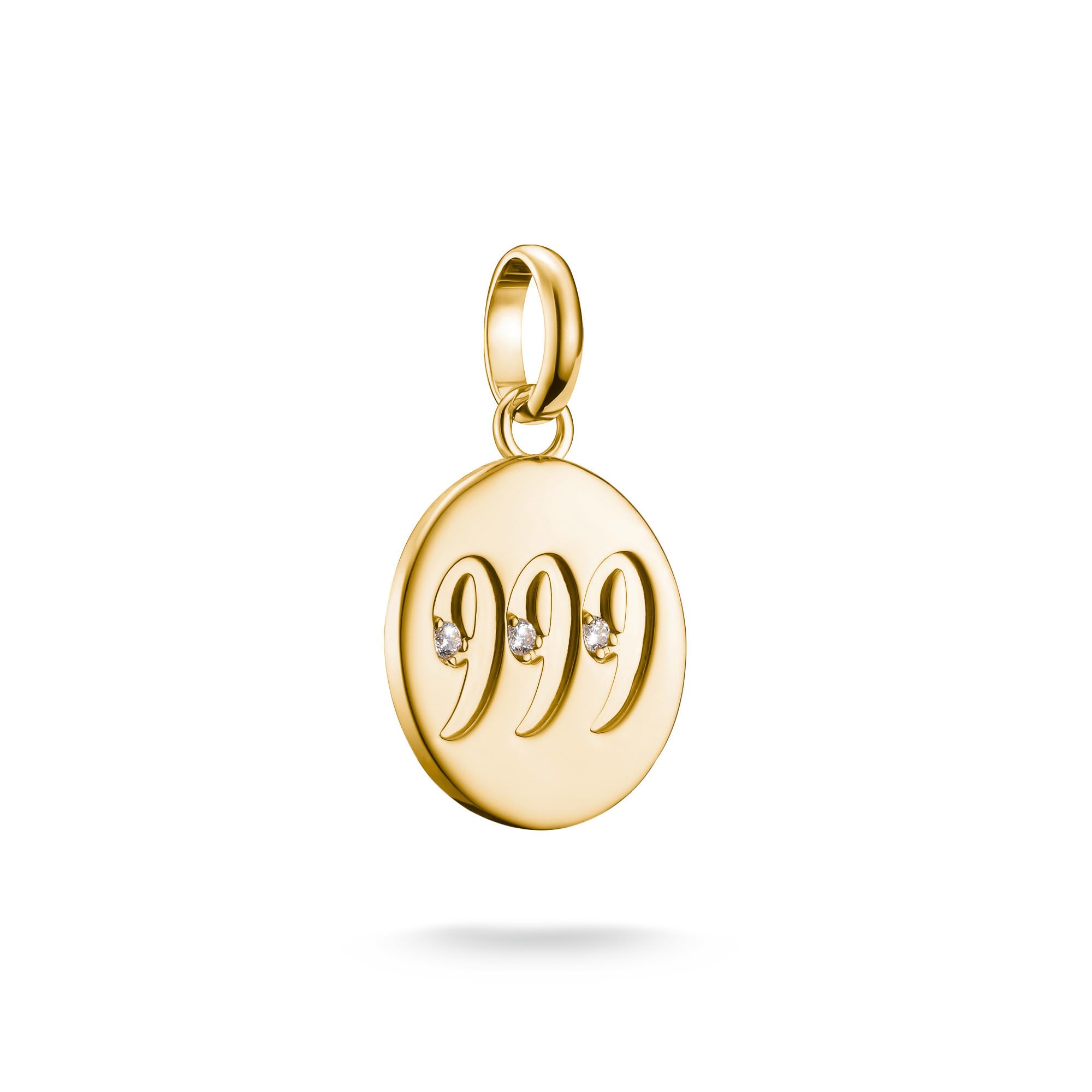 THOMAS SABO Charm Club Connect Charm-Anhänger Engelzahl mit Steinen 18k Vergoldung Recyceltes 925 Silber