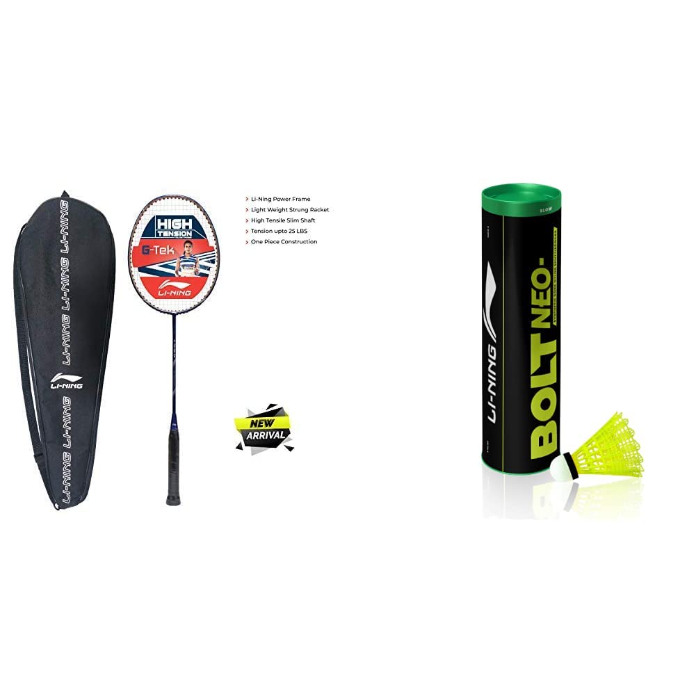 Li-Ning G-TEK 98 GX (AYPP292-5) Composite Strung Badminton Racquet (Navy/Gold) with Free Cover & Li-Ning Bolt Neo (6 in 1) Nylon Badminton Shuttlecocks (Yellow)-image-38