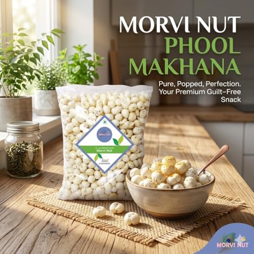 Image of MORVI NUT Premium Phool Makhana (500g) | Crunchy Fox Nuts /Lotus Seeds | High Protein & Fiber Rich Healthy Snack for Fasting