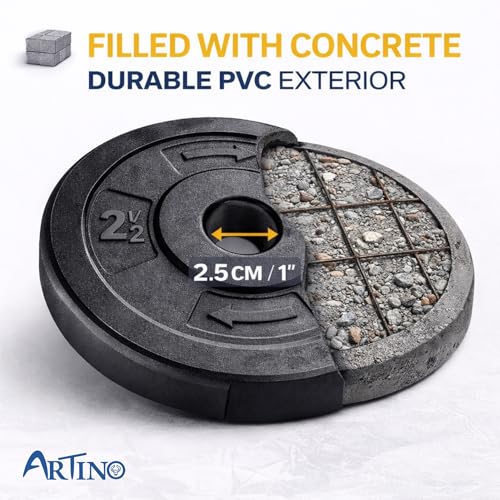 Image of Artino P.V.C Weight Plates, Filled with Concrete, Standard Weights Plates, Set for Weight Lifting, Home Gym Fitness Workout (Online Series) (Adjustable Upto 25 mm Rod) ((2.5Kg X 2Pc)5Kg)