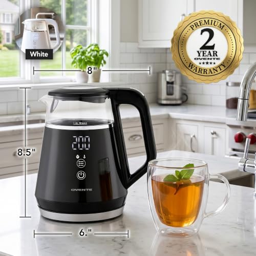 Image of OVENTE 1L Electric Kettle with Temperature Control, 1500W, Black KD95B