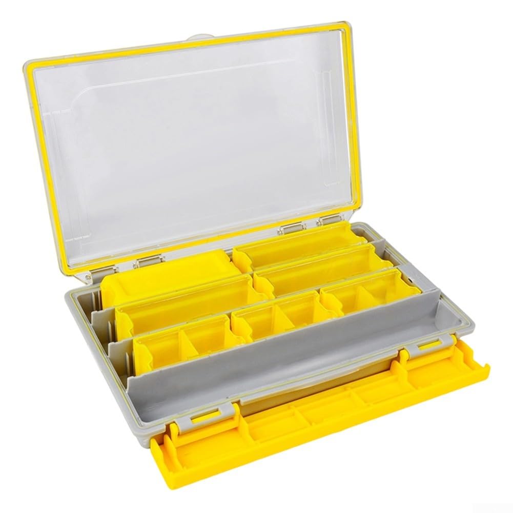 Caja de aparejos de pesca de una sola capa con separadores precortados, tapa transparente, caja de almacenamiento de polipropileno para anzuelos, cebos, plomos, señuelos, contenedor