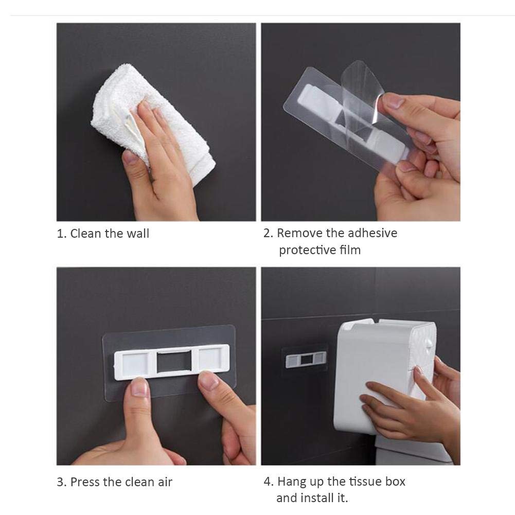 CMBSSTFC Portarrollos de baño Autoadhesivo para Montaje en Pared con Cubierta Antipolvo Impermeable, Caja de Almacenamiento para Rollo y Papel Plegable
