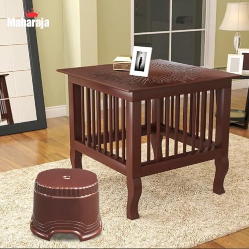 Image of MAHARAJA Neo Plastic Sitting Stool for Indoor Or Outdoor | Kitchen & Living Room (Metallic Brown, Pack of 2 (10 inch))