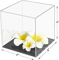 Vista 6 de Cliselda Vitrina de Acrílico con Base Negra de 4x4x4 pulgadas, Caja Cúbica Cuadrada de Acrílico Transparente Contenedores de Almacenamiento