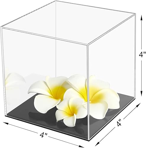 Miniatura 6 de Cliselda Vitrina de acrílico totalmente ensamblada con base negra de 4 x 4 x 4 pulgadas, caja de acrílico cuadrada transparente, cubos pequeños