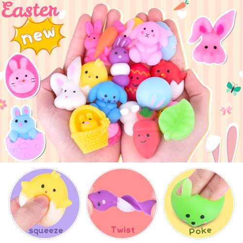 image for LEEHUR 30Pcs Prefilled Easter Eggs with Animal Mochi Squishy Stress Re
