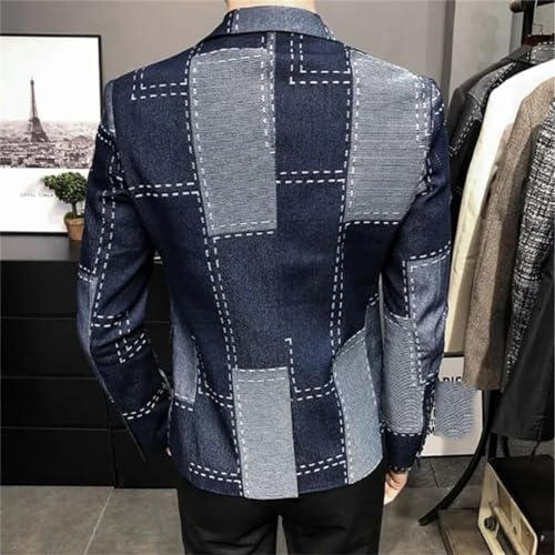 Men Business Casual Denim Suit Jacket Cowboy Blazers Slim Fit Tuxedo Coat4