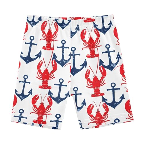 Cartoon Ocean Lobster Girls Shorts Elastic Waist Sports Shorts Girls Leggings Pants for 4-10 Years