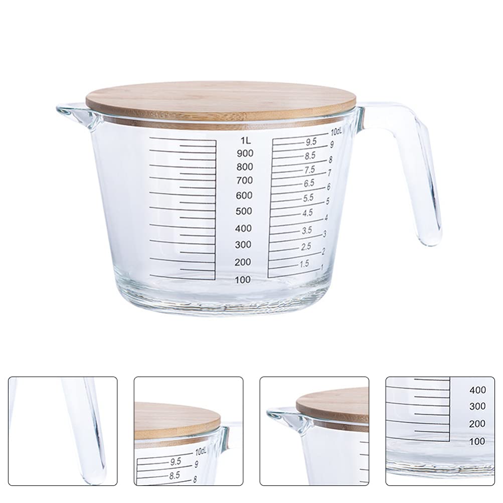 Taza Vidrio de Medidora 1 Graduada Transparente Pieza | Escala Visible Resistente al Calor , Reutilizable y Fácil de Limpiar , para Líquidos y Zumos